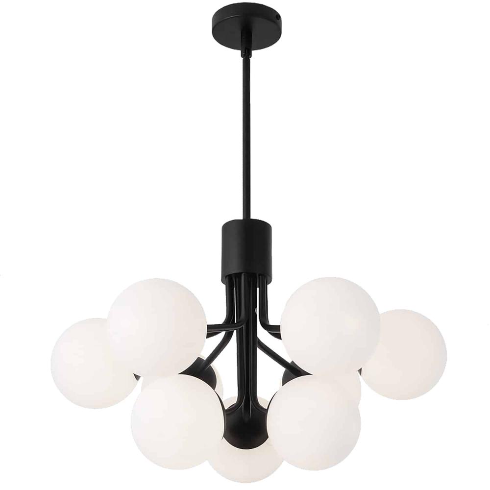 9LT Chandelier, MB Finish, Opal Glass. Picture 1