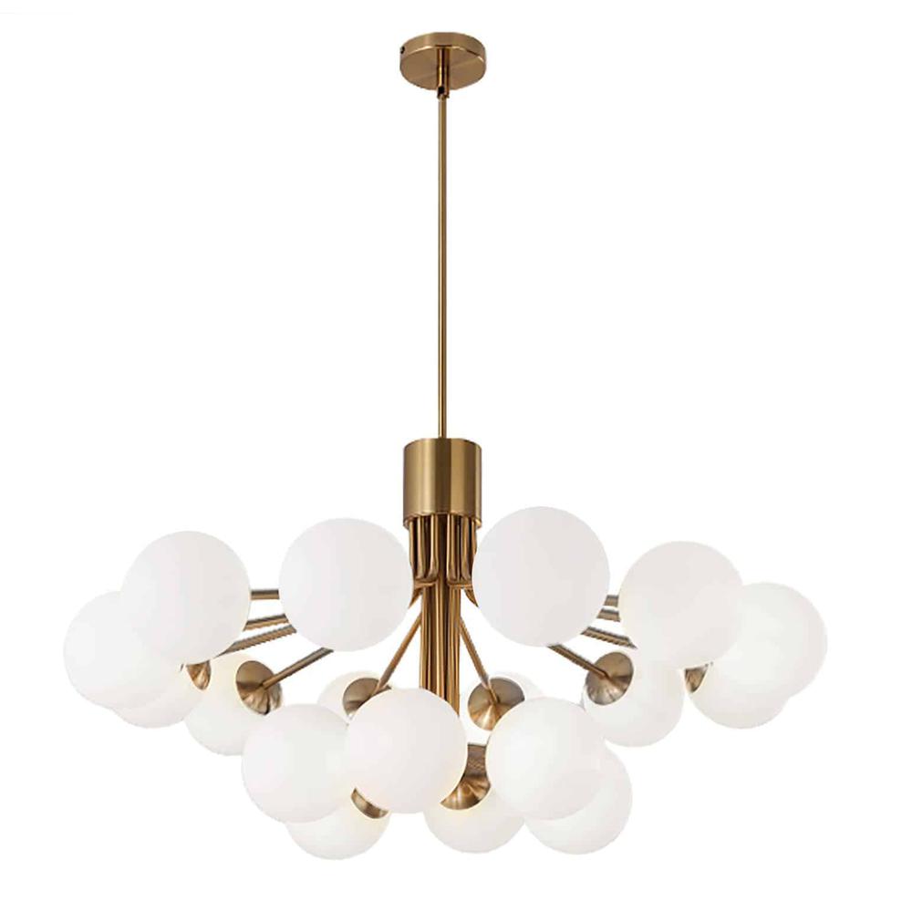 18LT Chandelier, AGB Finish, Opal Glass. Picture 1