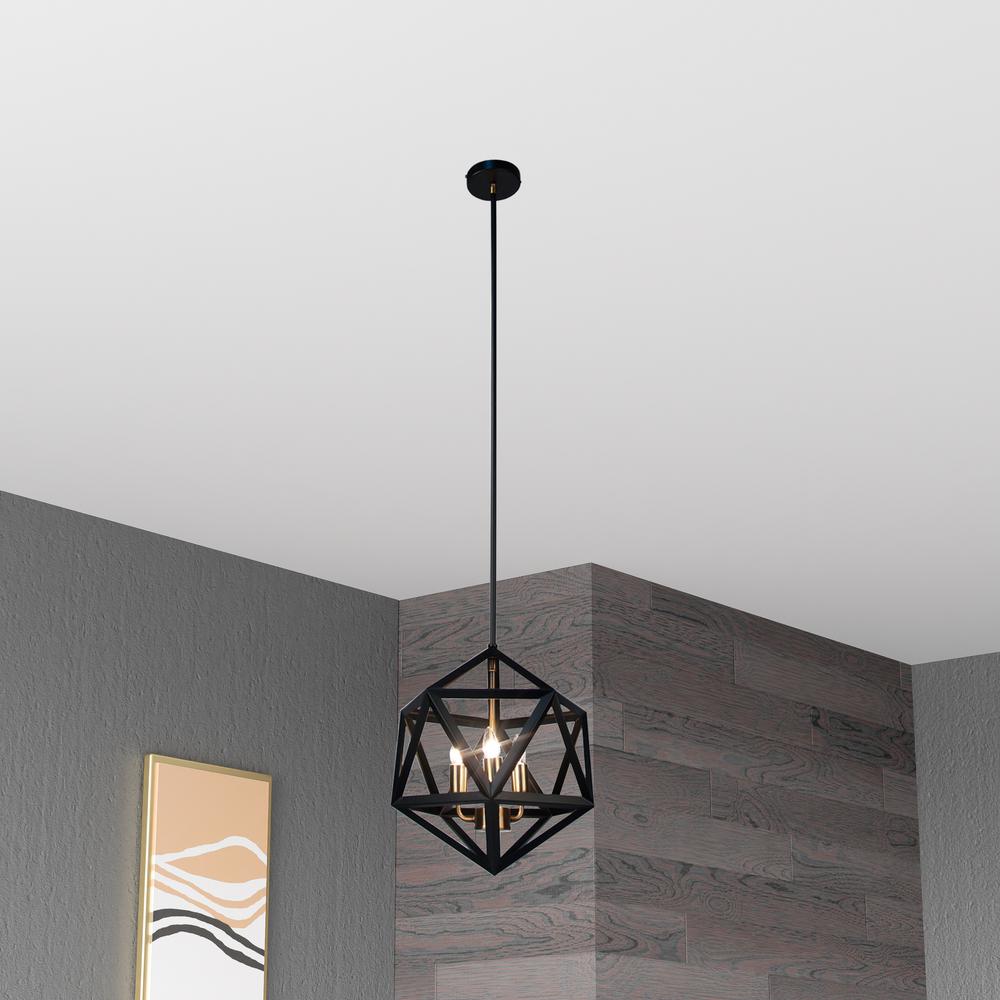 3LT Incandescent Chandelier, BLK/AB. Picture 2