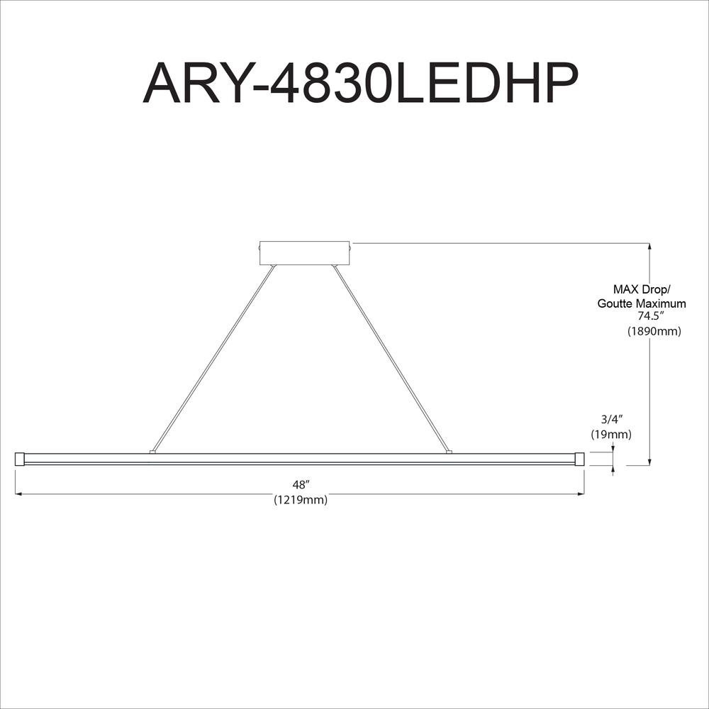 30W Horiz Pendant PC, WH Acrylic Diffuser. Picture 3
