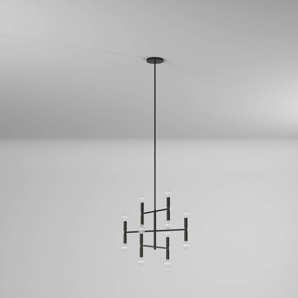 12LT Incandescent Chandelier, Matte Black. Picture 5