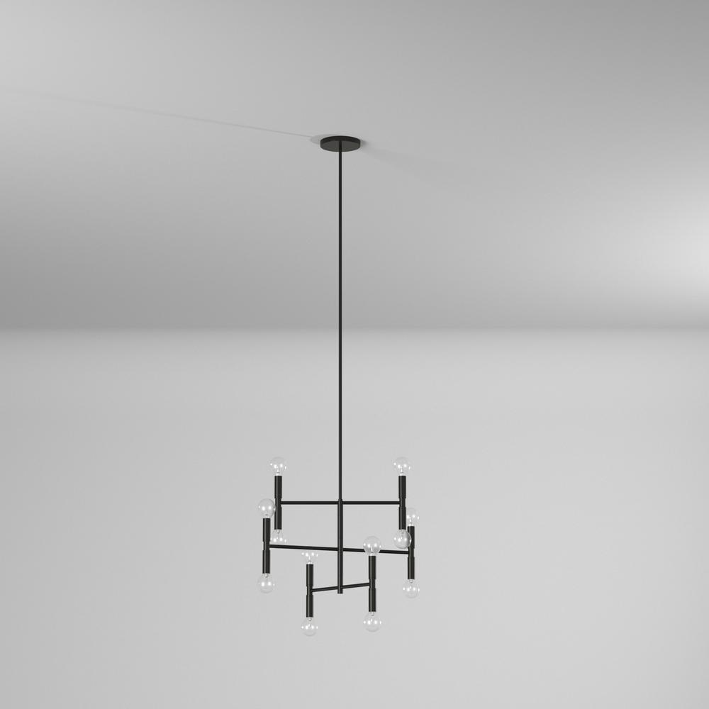 12LT Incandescent Chandelier, Matte Black. Picture 6