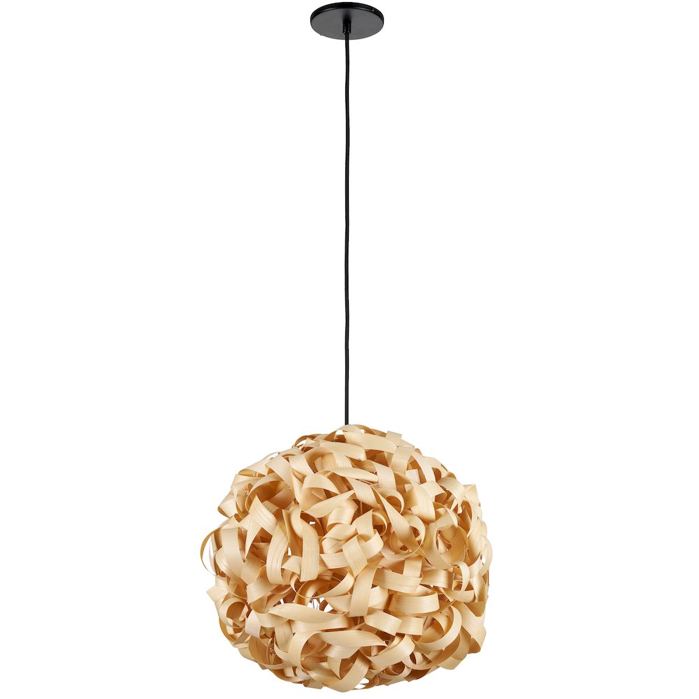 1 Light Incandescent Bamboo Pendant Matte Black. Picture 1