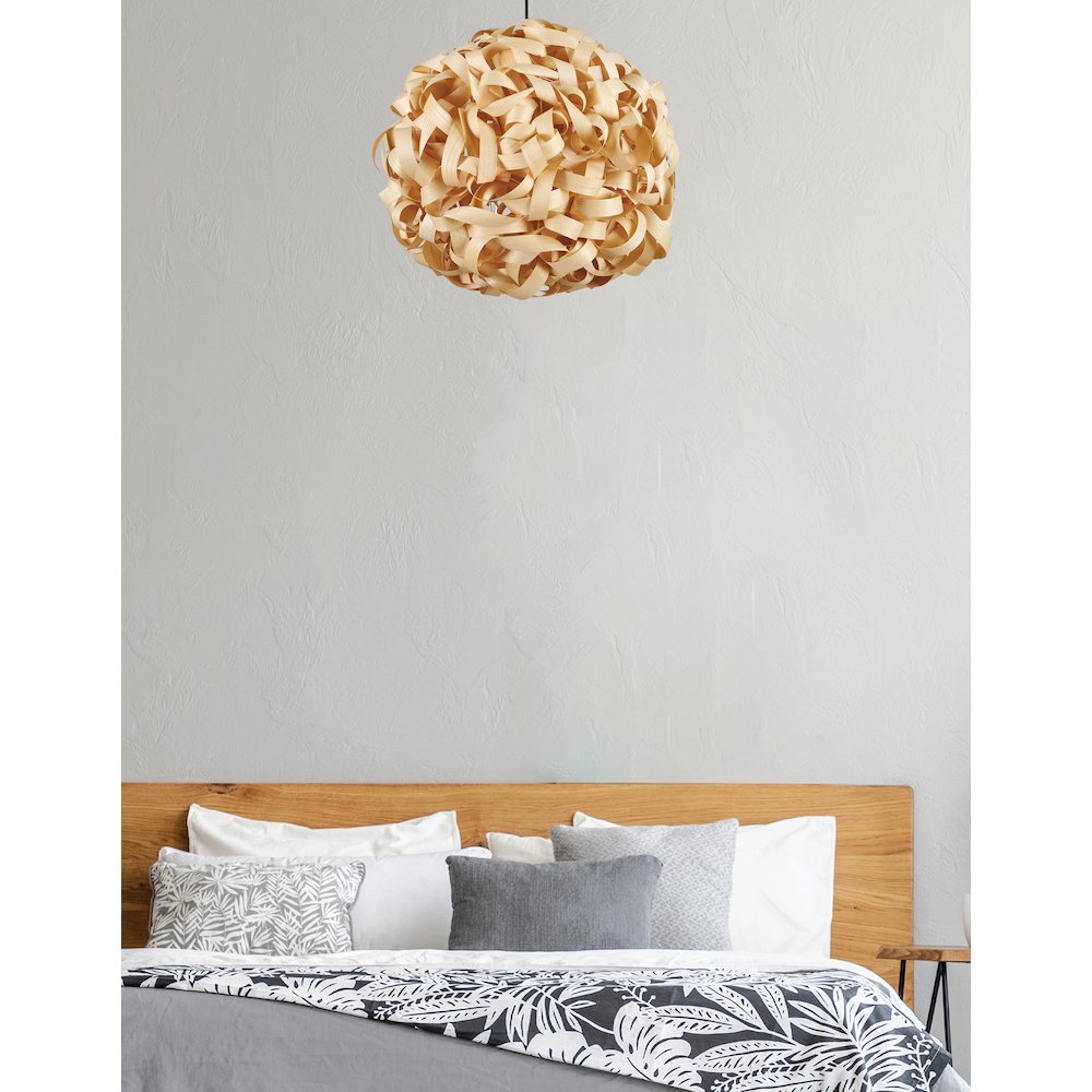 1 Light Incandescent Bamboo Pendant Matte Black. Picture 3
