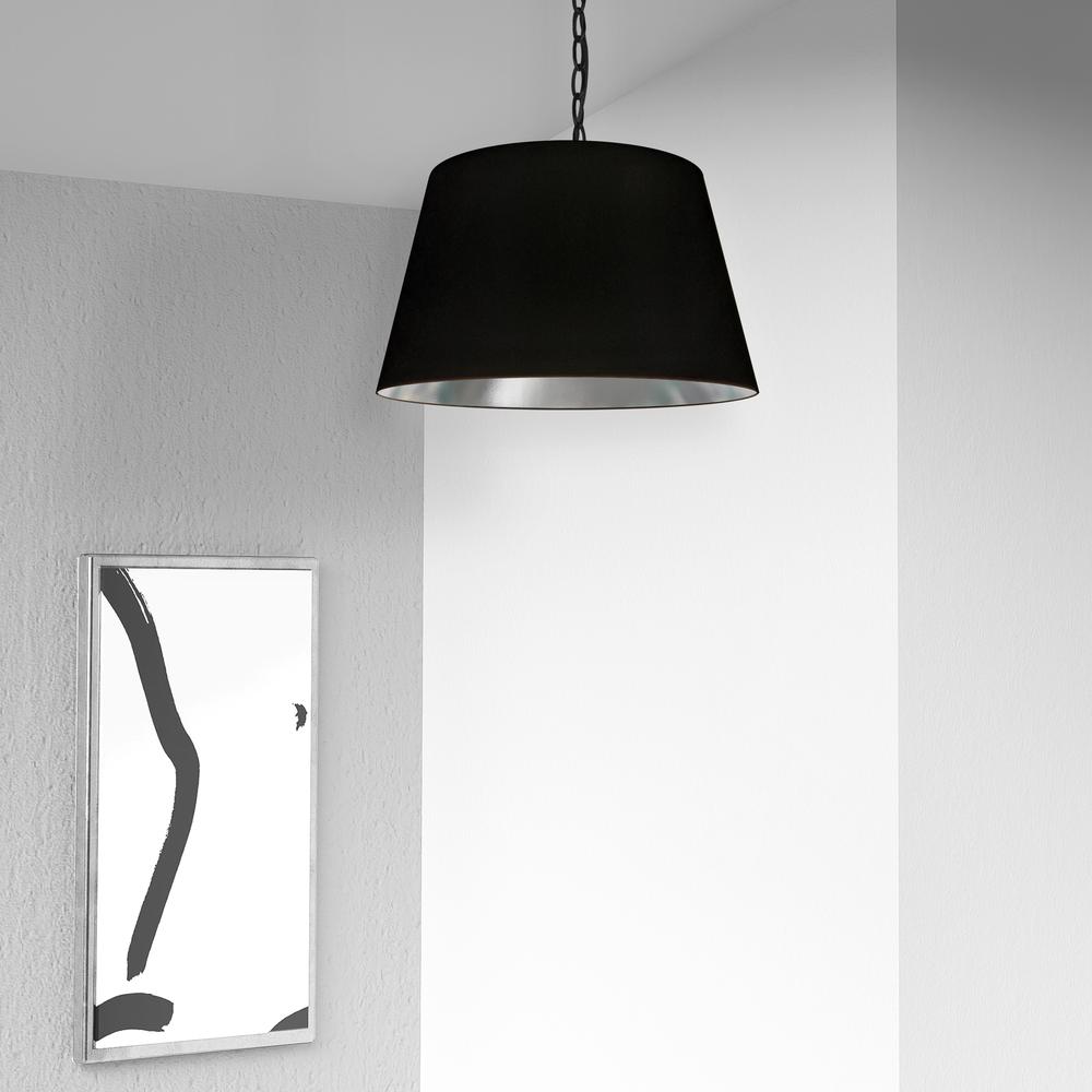 1LT Brynn Small Pendant, BLK/SV Shade, Black. Picture 2