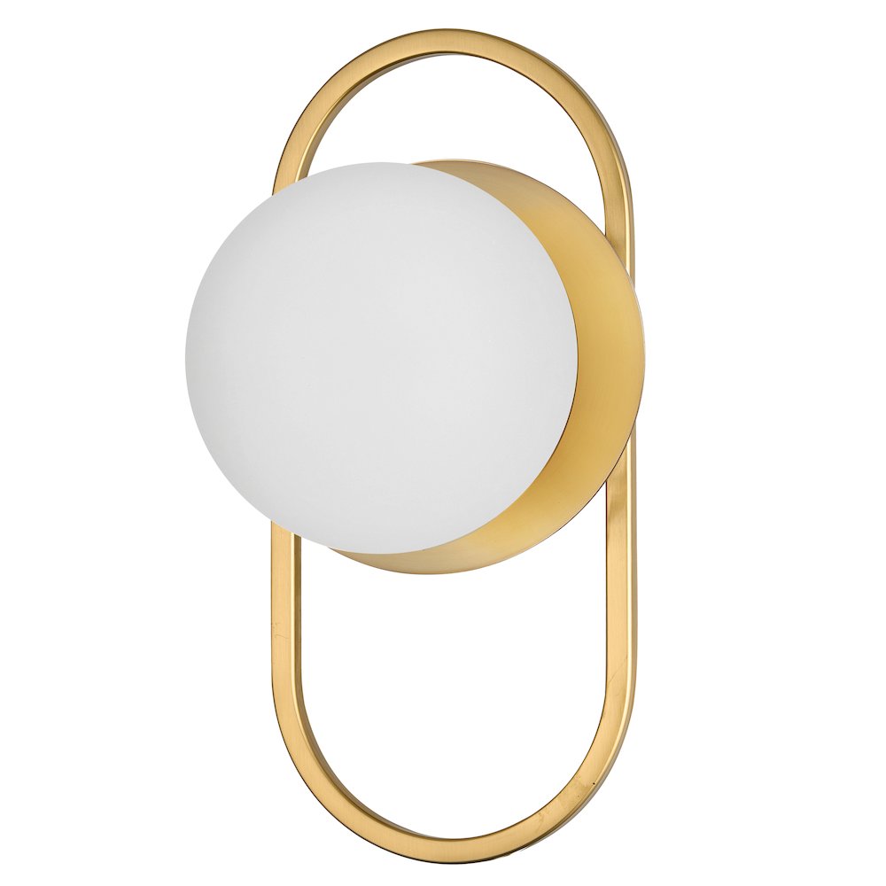1 Light Aged Brass Wall Sconce w/ Opal Glass. Picture 1