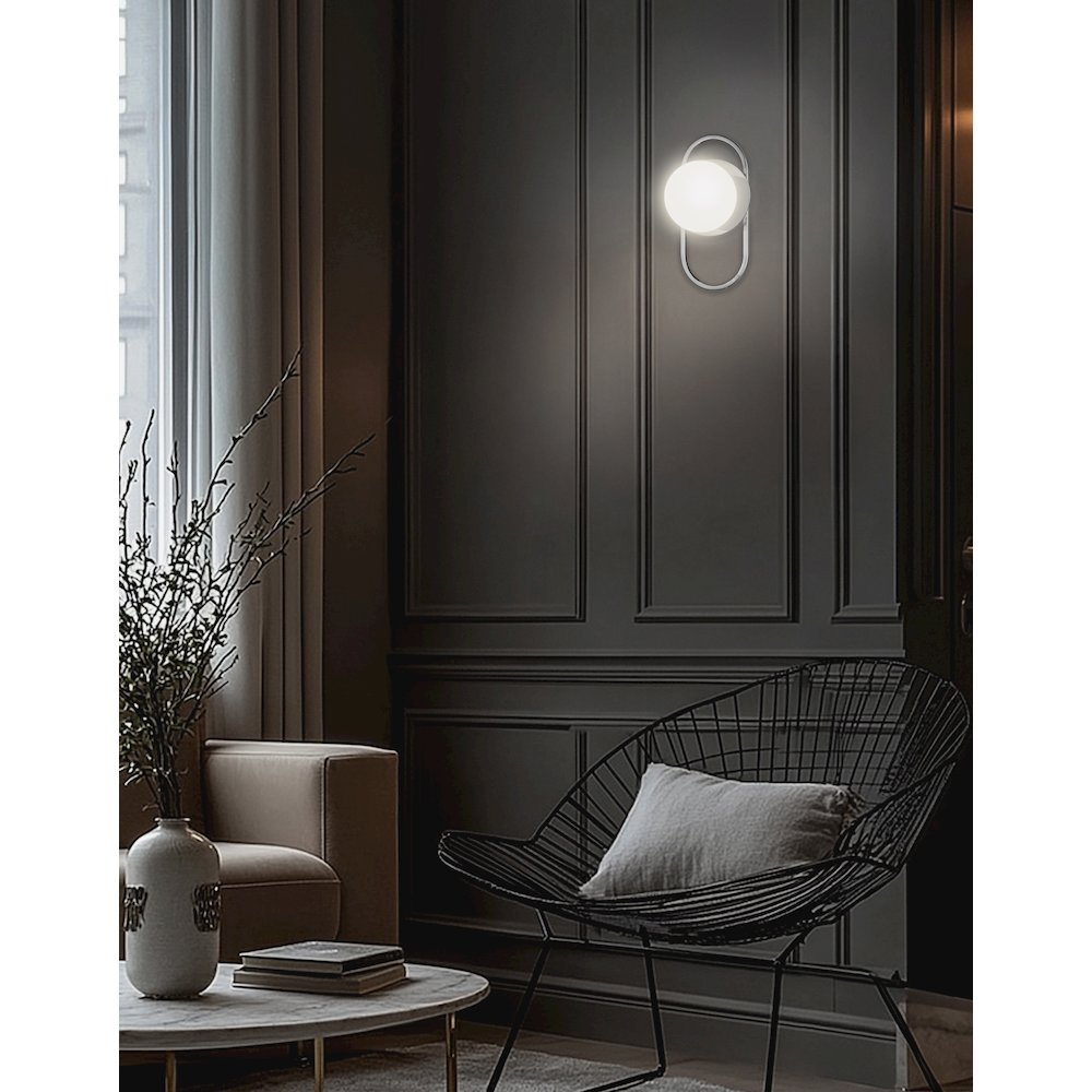 1 Light Polished Chrome Wall Sconce w/ Opal Glass. Picture 2