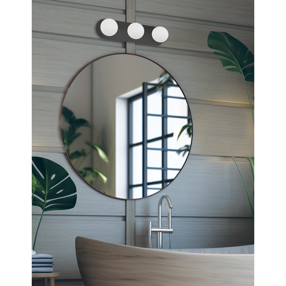 3 Light Vanity in Matte Black w/ White Opal Glass. Picture 3