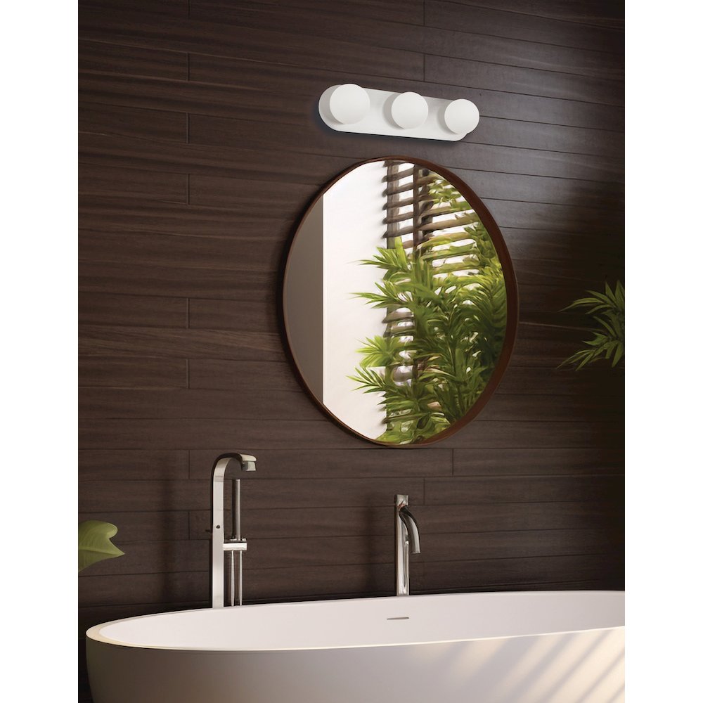 3 Light Vanity in Polished Chrome w/ White Opal Glass. Picture 3