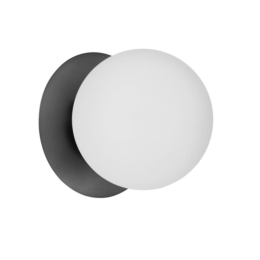 1LT Halogen Wall Sconce,  MB, White Glass. Picture 1