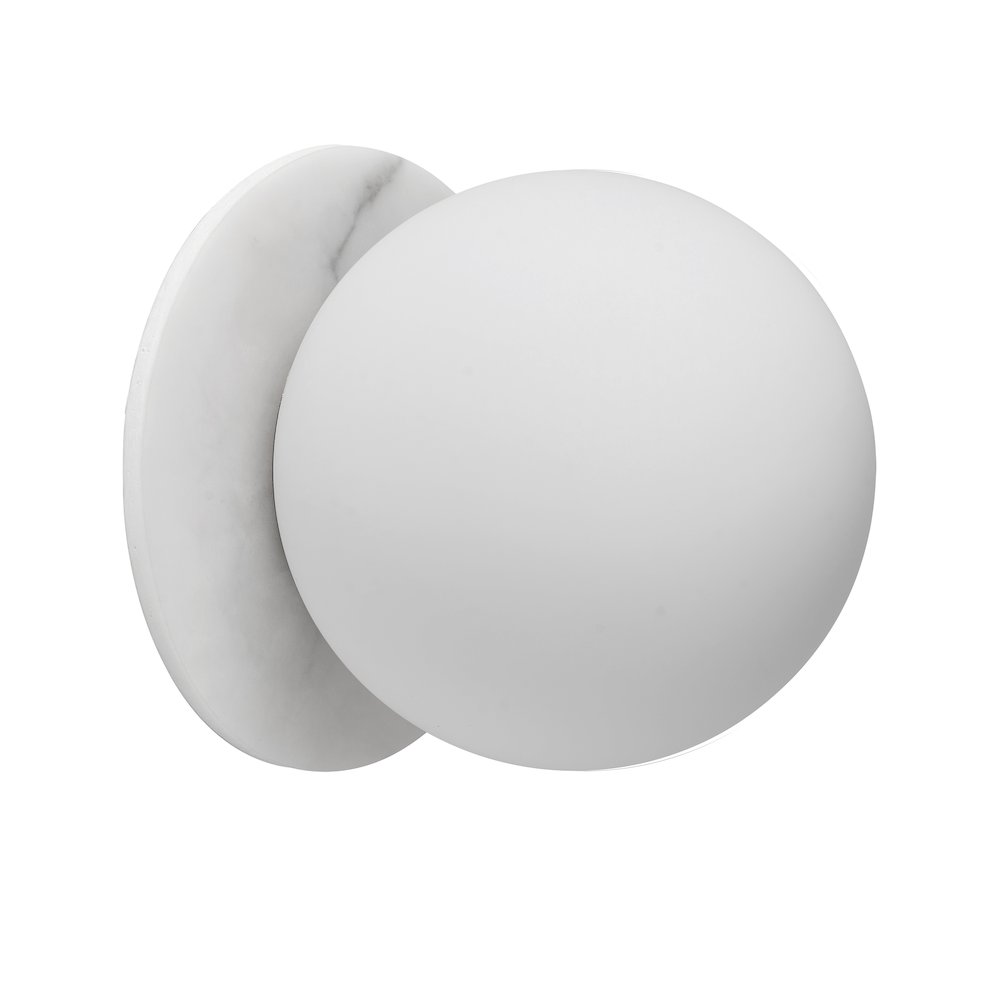 1 Light Matte White Wall Sconce w/ Faux Alabaster and Opal Glas. Picture 1