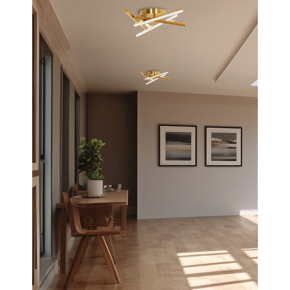 34W Flush Mount Aged Brass with White Silicone Diffuser. Picture 3