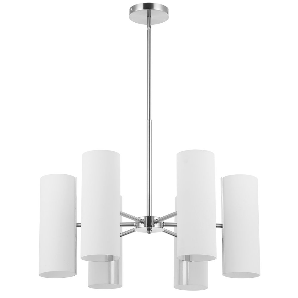 6 Light Satin Chrome Chandelier w/ Opal Glass. Picture 1