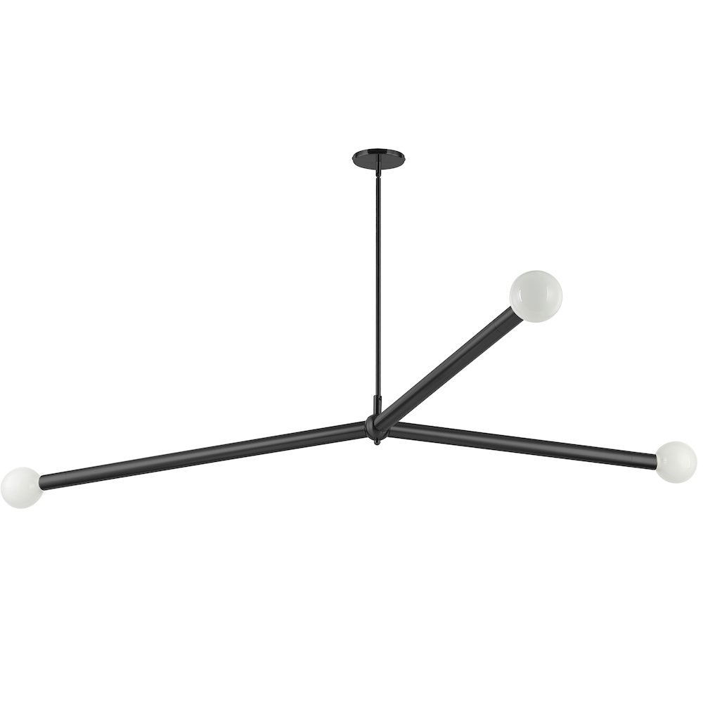 3 Light Incandescent Pendant Matte Black. Picture 1