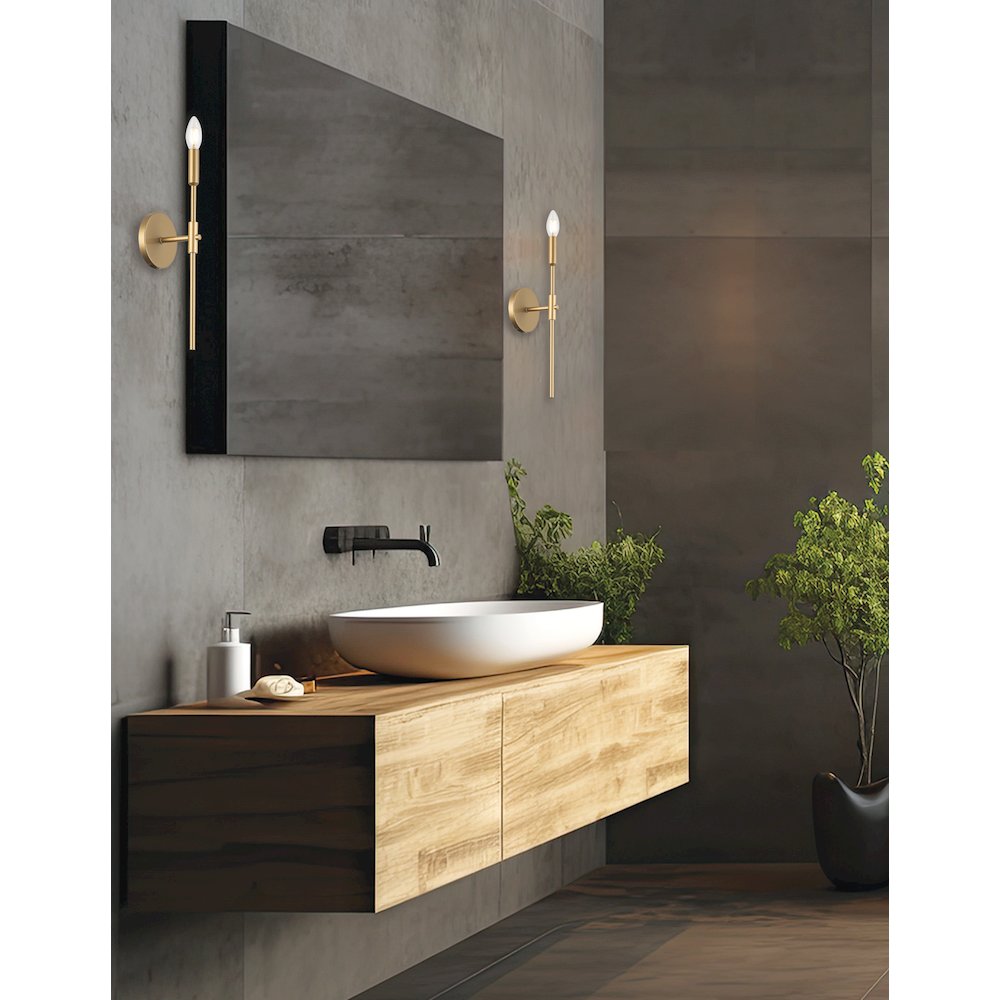 1 Light Incandescent Wall Satin Chrome Aged Brass. Picture 3
