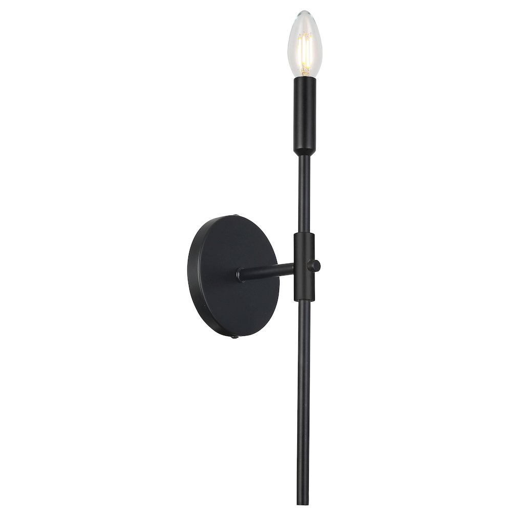 1 Light Incandescent Wall Satin Chrome Matte Black. Picture 1
