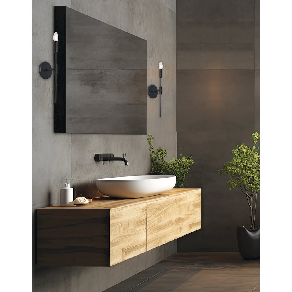 1 Light Incandescent Wall Satin Chrome Matte Black. Picture 3