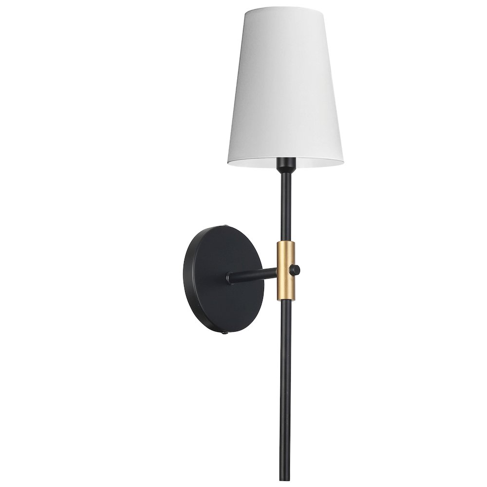 1 Light Incandescent Wall Sconce, Satin Chrome, Matte Black & Aged Brass. Picture 1
