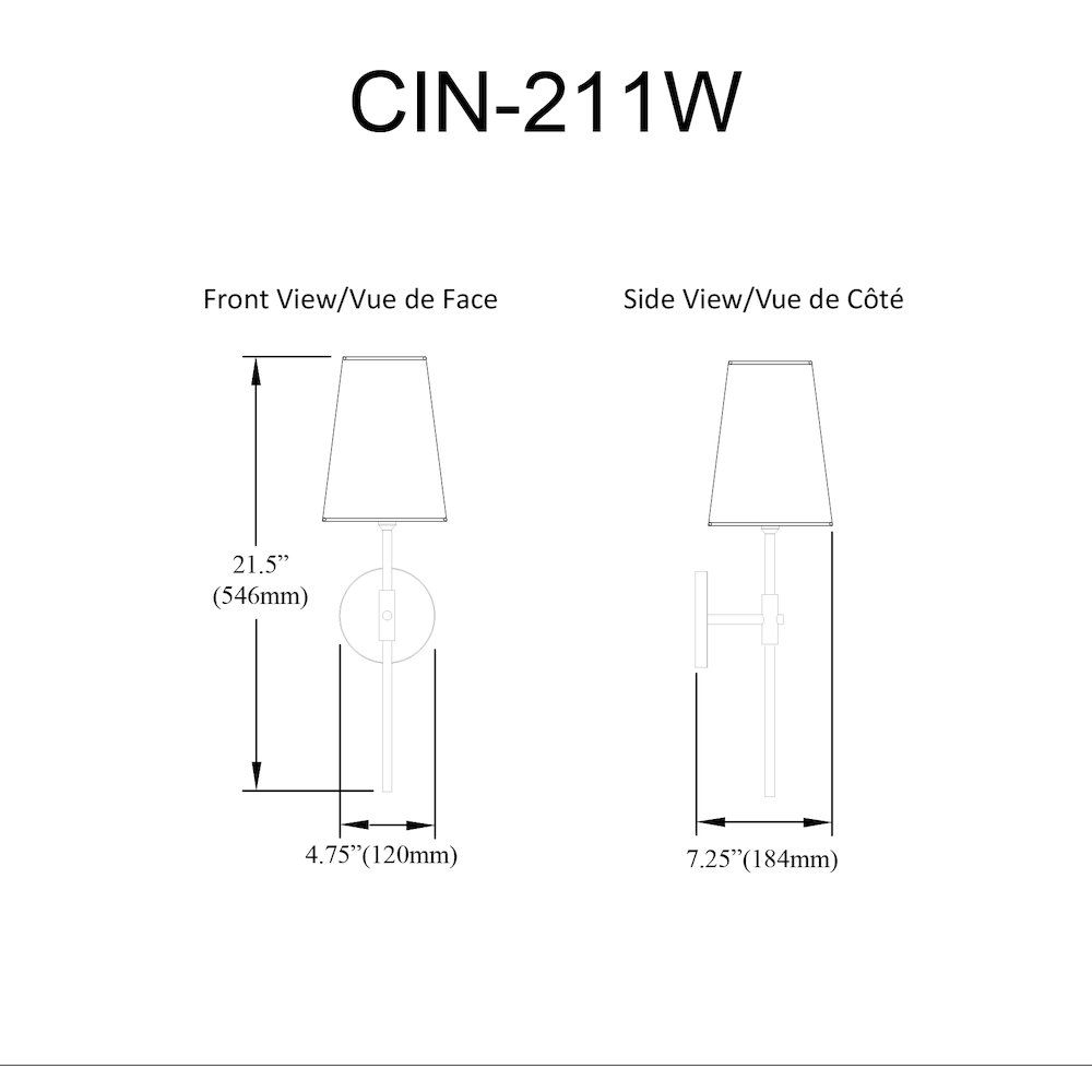1 Light Incandescent Wall Sconce, Satin Chrome, Matte Black & Aged Brass. Picture 2