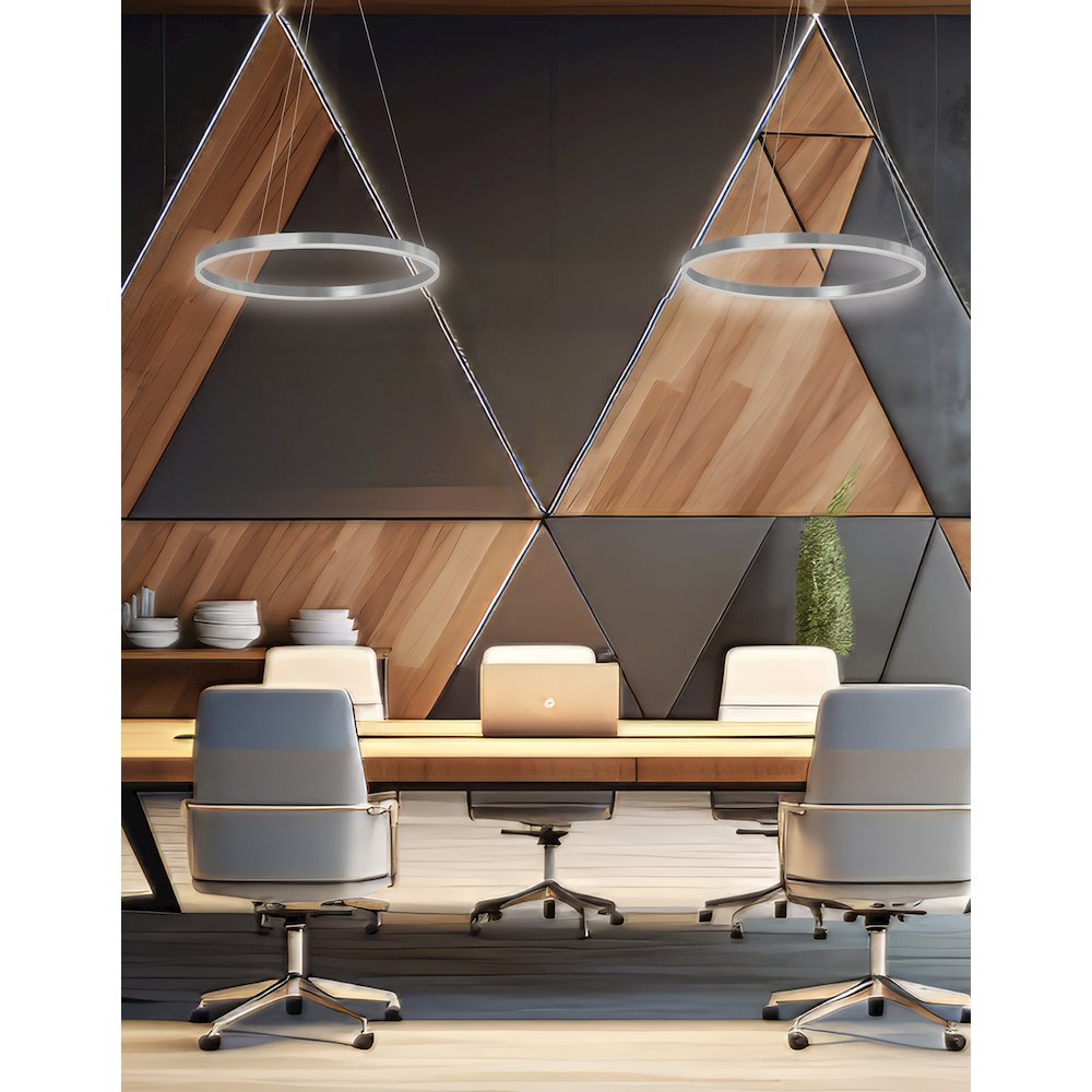 34W Colour Temperature Changing Chandelier, Silver with White Acrylic Diffuser. Picture 2
