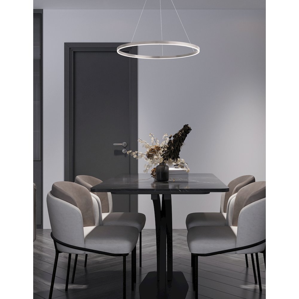 63W Colour Changing Temperature Chandelier, Silver with White Acrylic Diffuser. Picture 2
