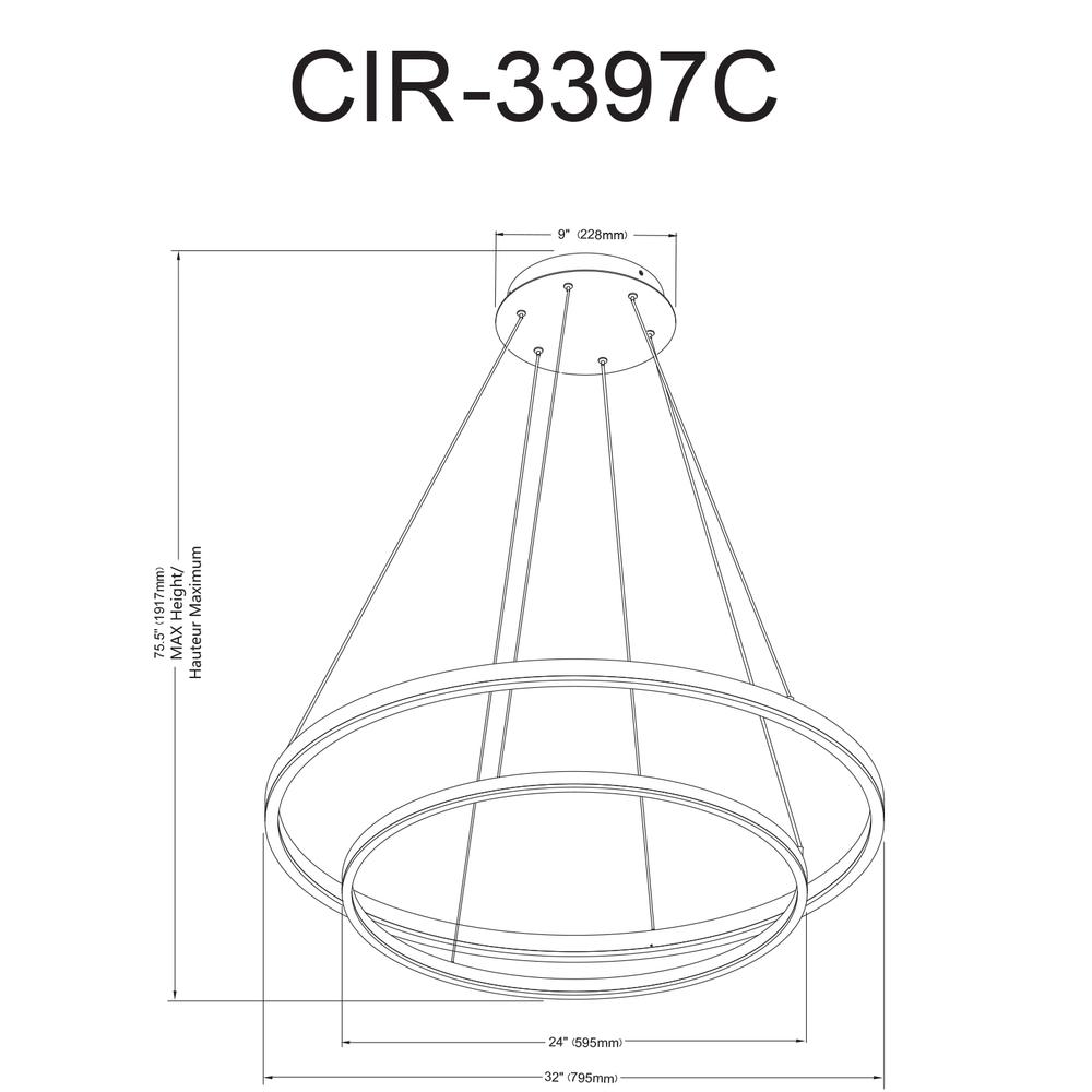 97W Chandelier, MB, FR Acrylic Diffuser. Picture 2