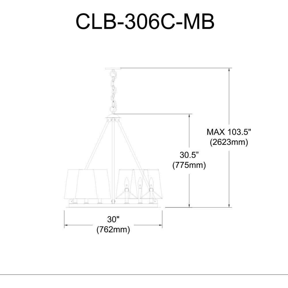 8LT Incandescent Chandelier, MB. Picture 2