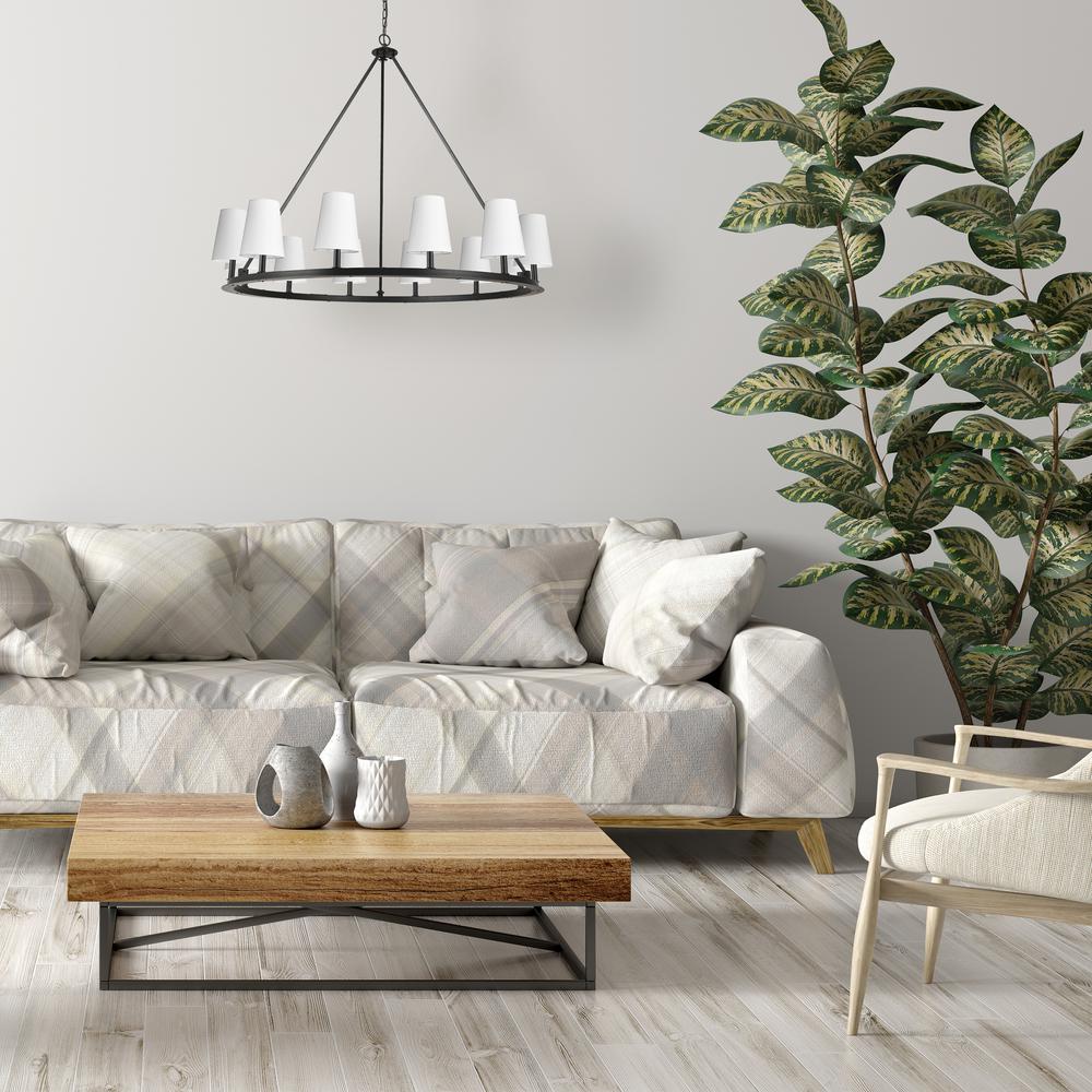 12LT Incandescent Chandelier, MB, WH Shades. Picture 2