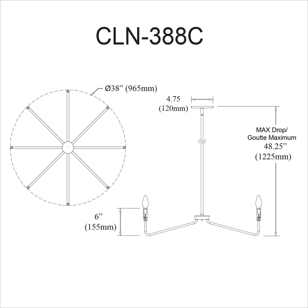 8LT Incandescent Chandelier, AGB. Picture 2