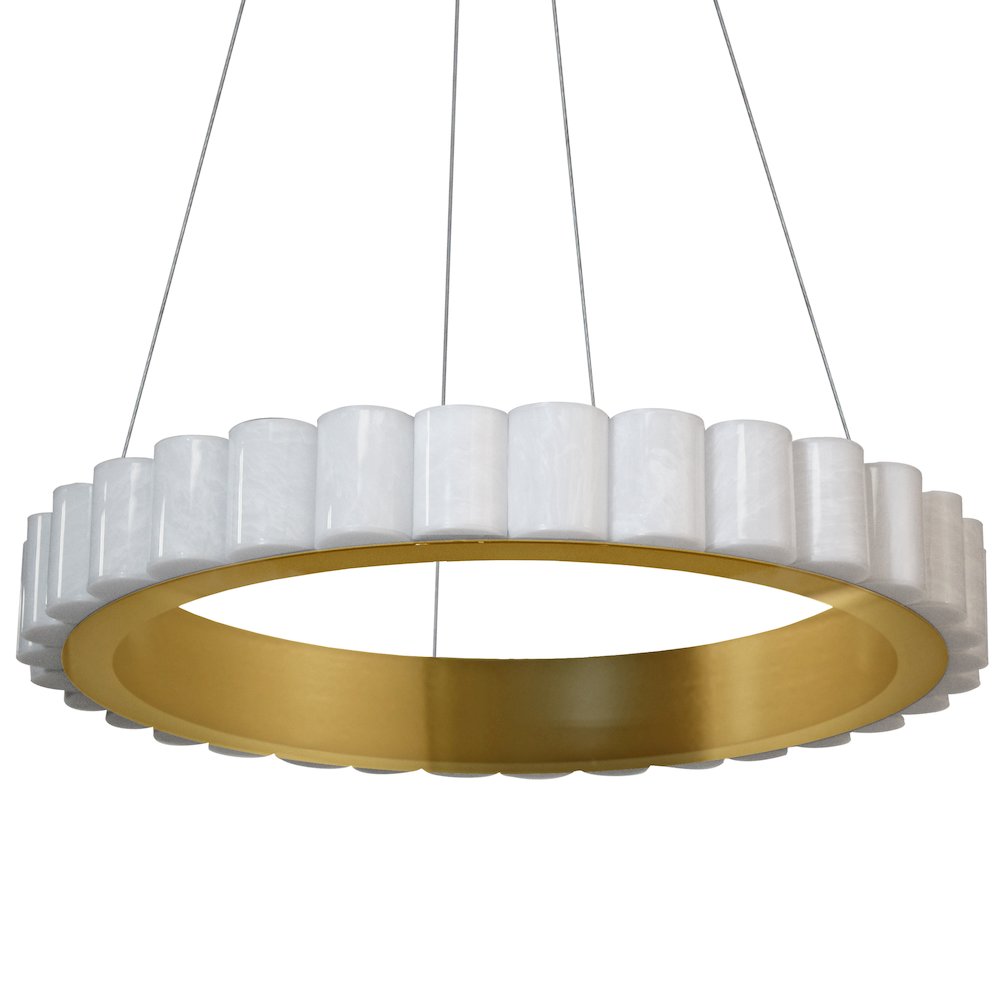 30W Aged Brass Chandelier w/ Faux Alabaster Acrylic. Picture 1