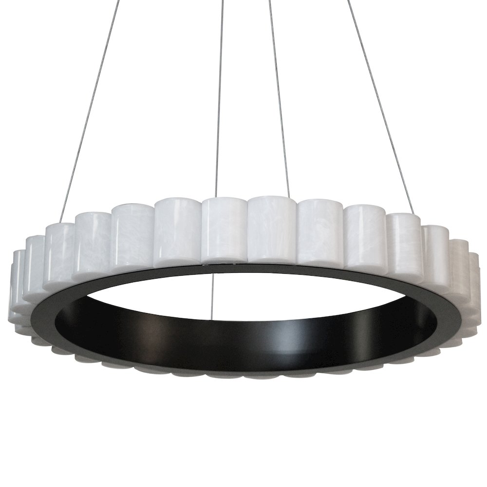 30W Matte Black Chandelier w/ Faux Alabaster Acrylic. Picture 1