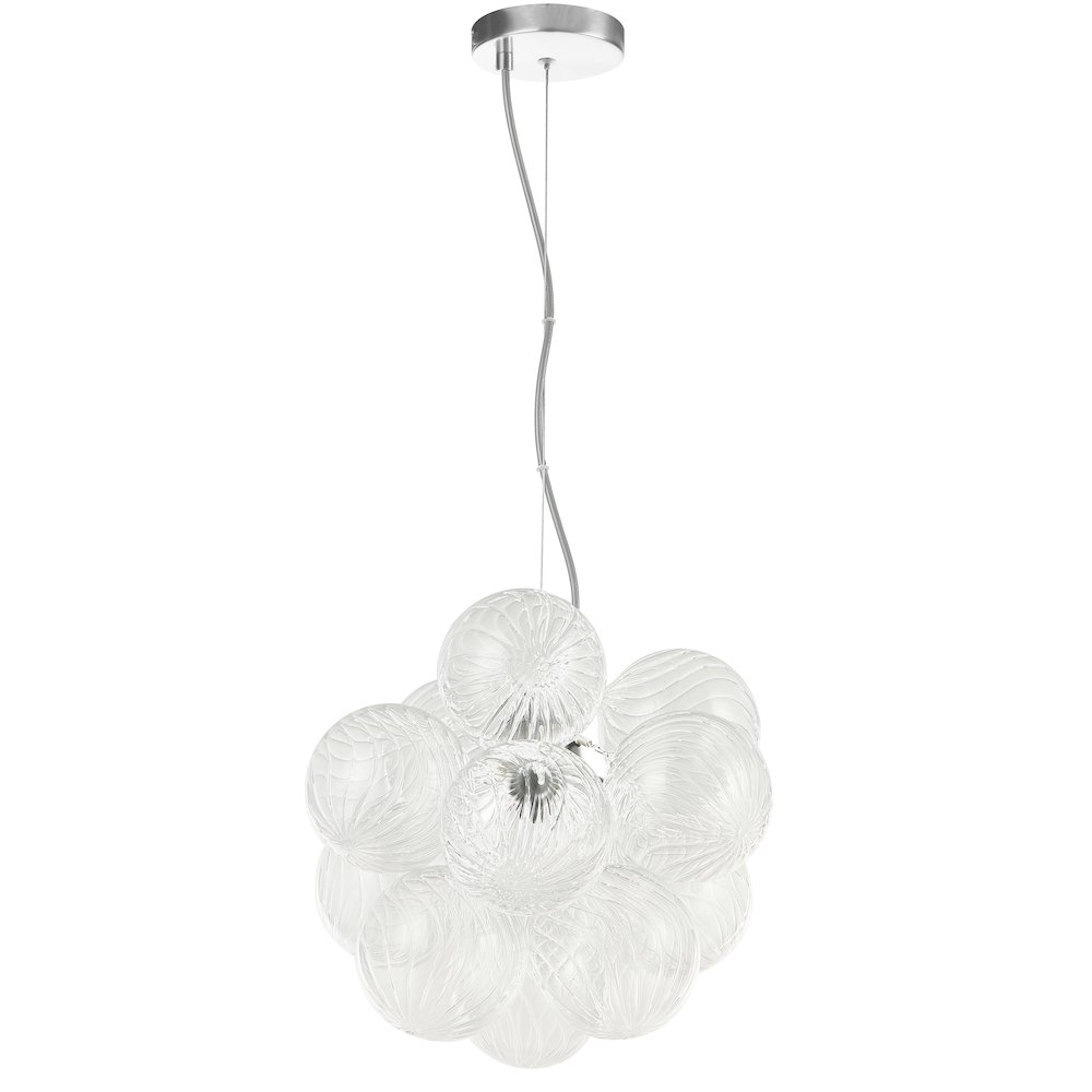 3 Light Polished Chrome Pendant w/ Clear Spiral Glass. Picture 1
