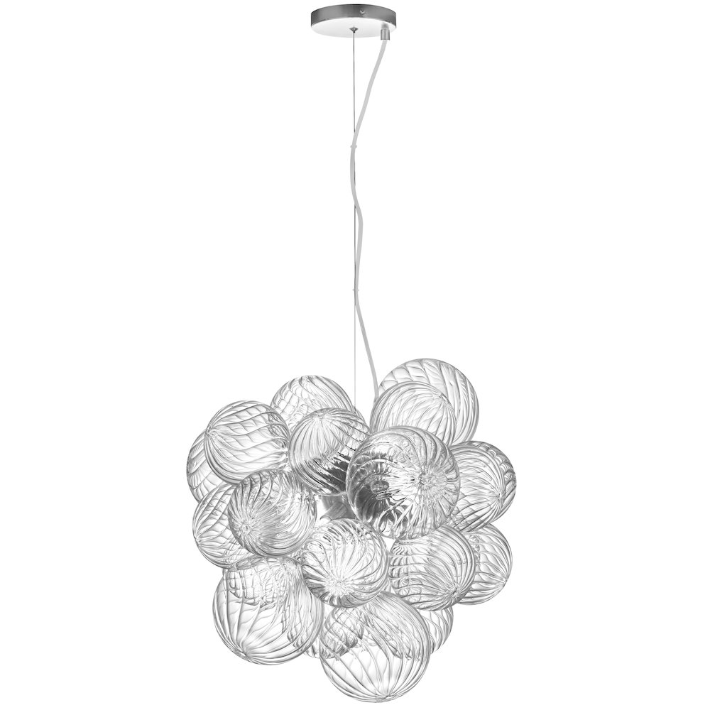 6 Light Halogen Pendant Polished Chrome with Clear Spiral Glass. Picture 1