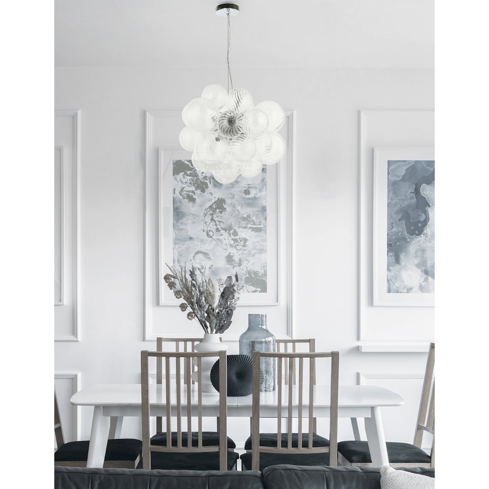 6 Light Halogen Pendant Polished Chrome with Clear Spiral Glass. Picture 3