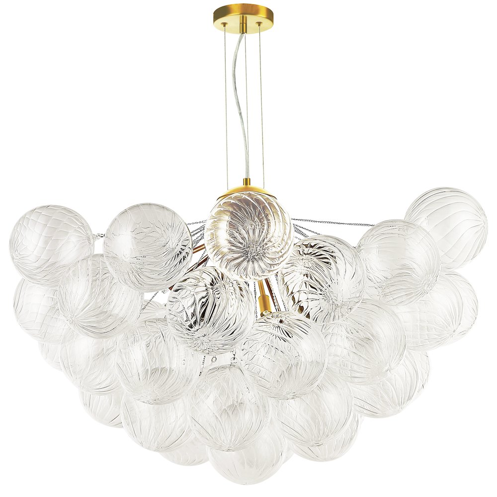 12 Light Aged Brass Chandelier w/ Clear Spiral Glass. Picture 1