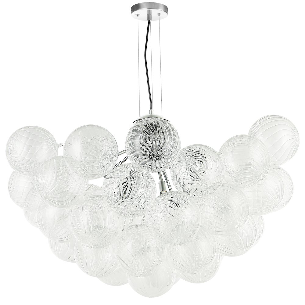 12 Light Polished Chrome Chandelier w/ Clear Spiral Glass. Picture 1