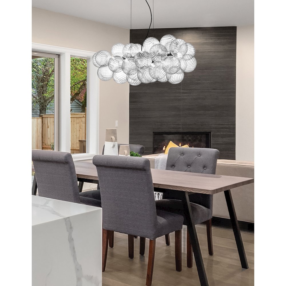 10 Light Halogen Horizontal Pendant Matte Black with Clear Spiral Glass. Picture 3
