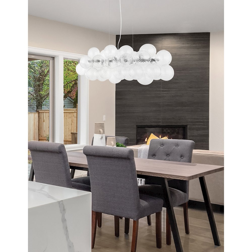 10 Light Halogen Horizontal Pendant Polished Chrome with Clear Spiral Glass. Picture 3