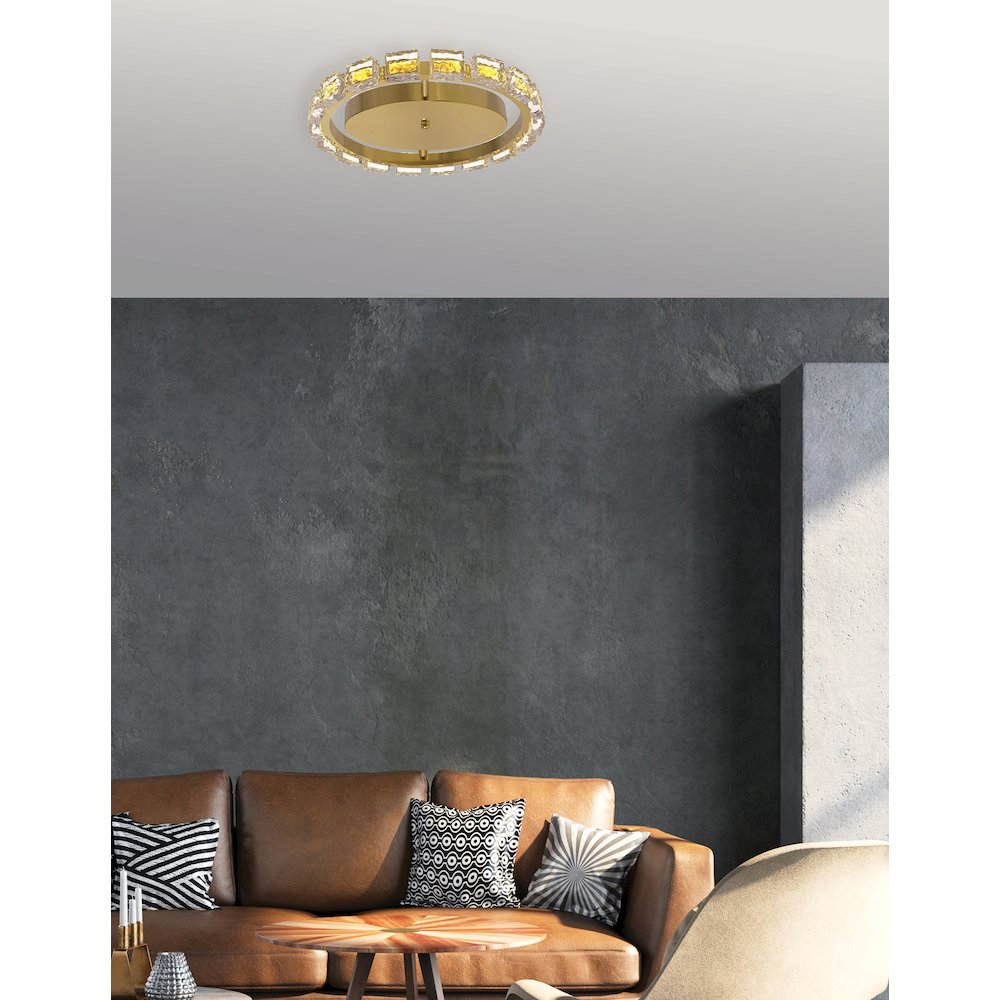 16W Flush Mount Aged Brass with Clear Acrylic. Picture 3