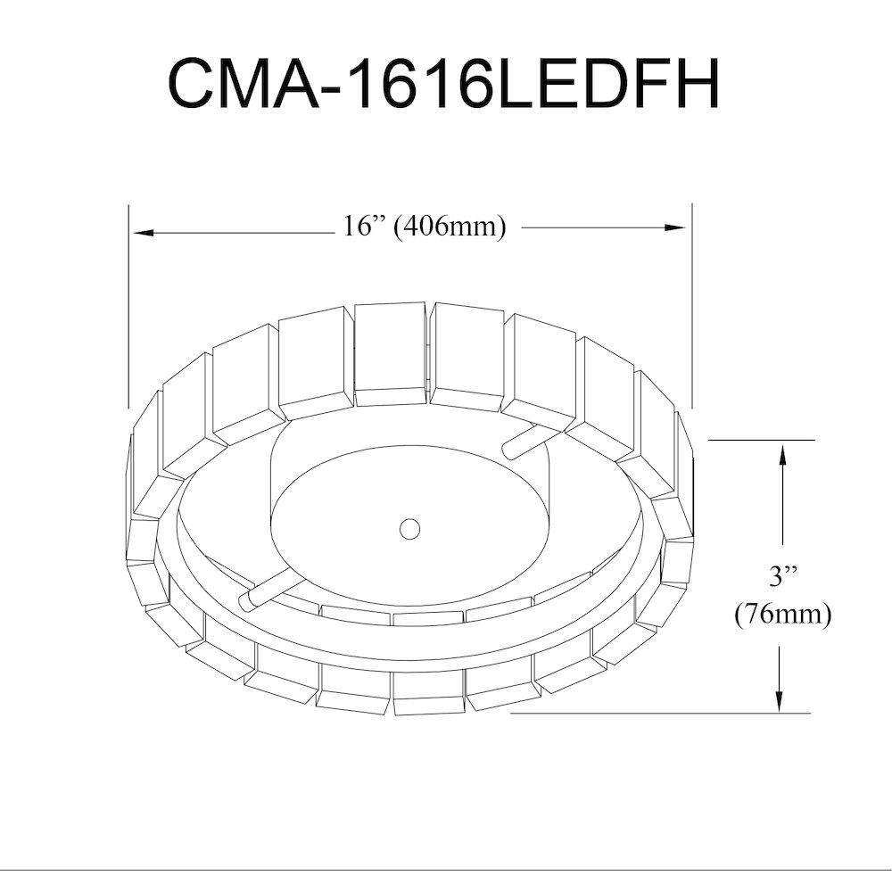 16W Flush Mount Matte Black with Clear Acrylic. Picture 2