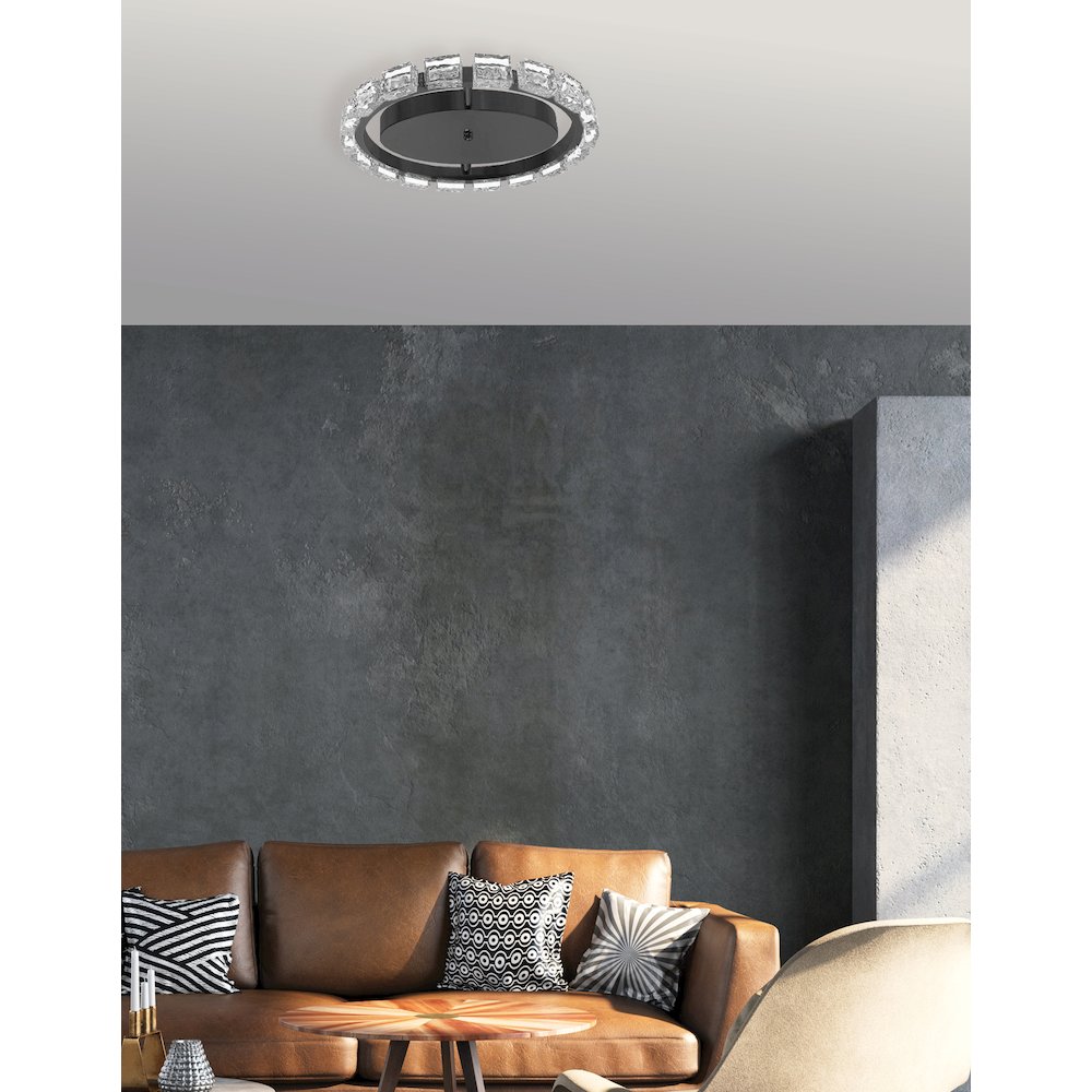 16W Flush Mount Matte Black with Clear Acrylic. Picture 3