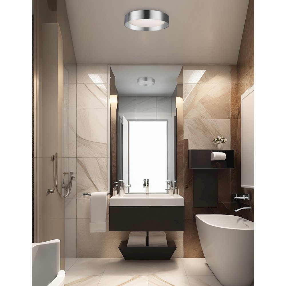 14W Flush Mount Polished Chrome Metal Shade. Picture 3