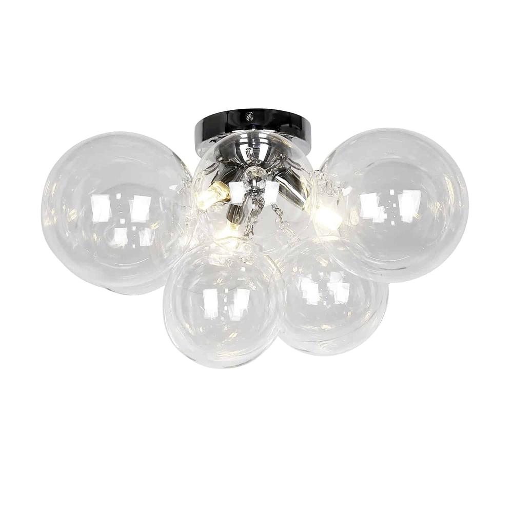 3LT Flush Mount, PC, Clear Glass. Picture 1