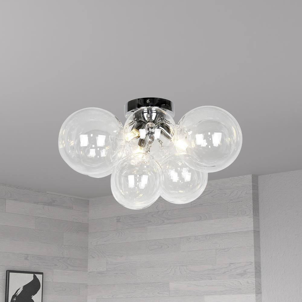 3LT Flush Mount, PC, Clear Glass. Picture 2