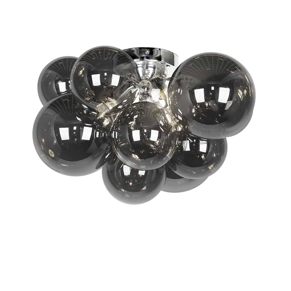 3LT Flush Mount, PC, Smoked Glass. Picture 1