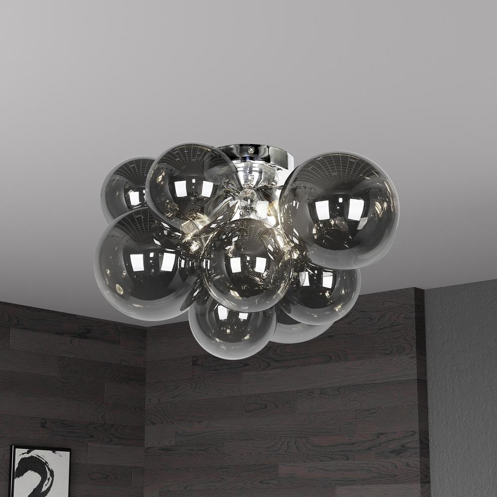 3LT Flush Mount, PC, Smoked Glass. Picture 2