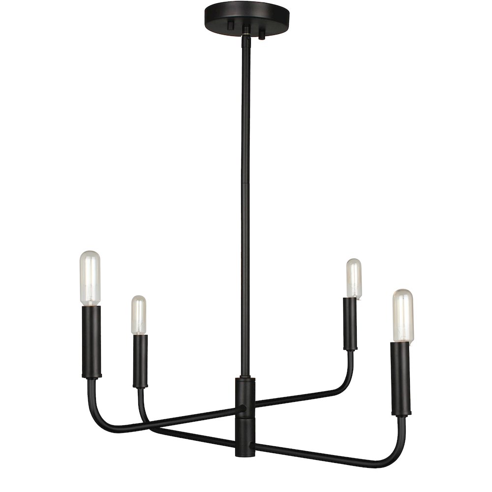 4 Light Incandescent Chandelier Matte Black. Picture 1