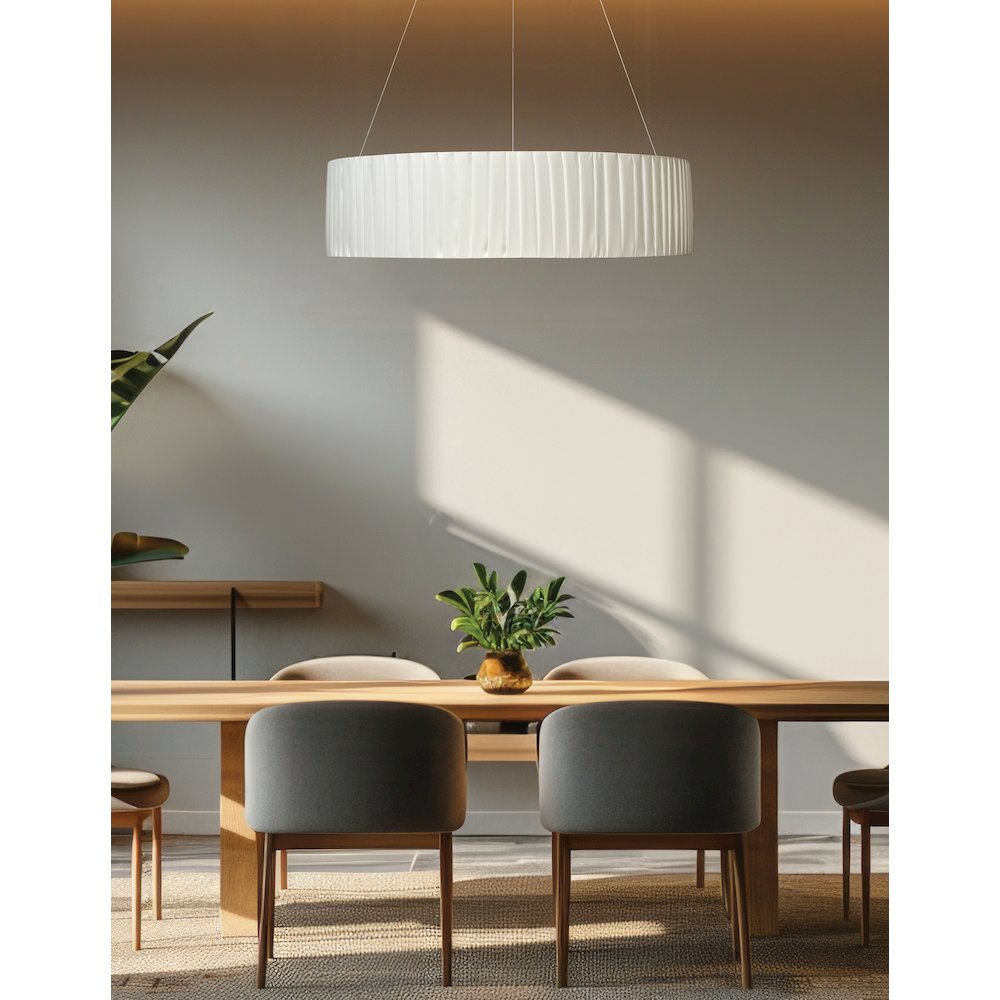 32W Chandelier Matte White with White Ribbon. Picture 3