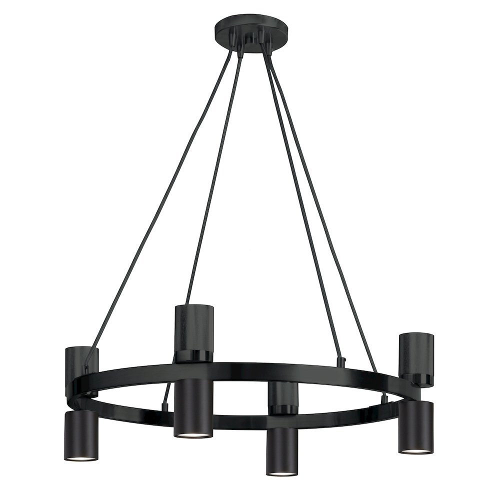 8 Light Chandelier in Matte Black. Picture 1