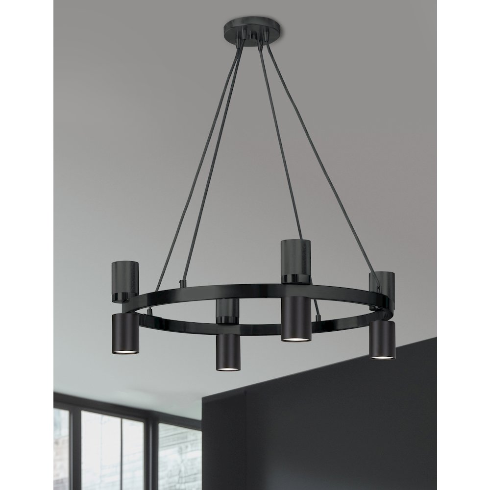 8 Light Chandelier in Matte Black. Picture 3